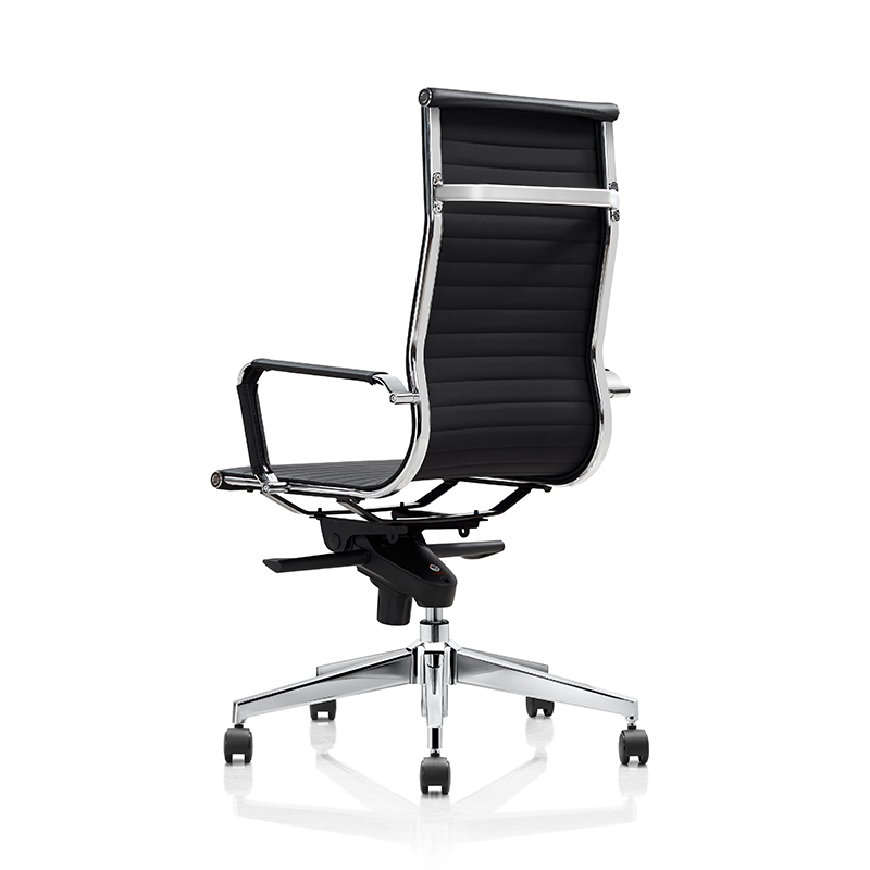 Black leather office chrome chairs