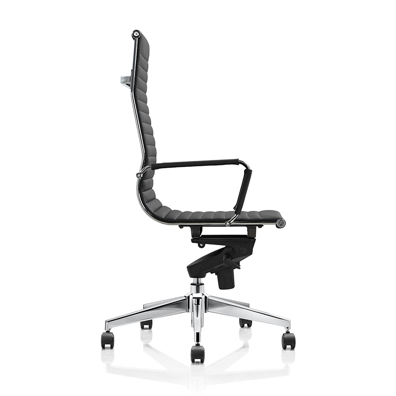 Black leather office chrome chairs