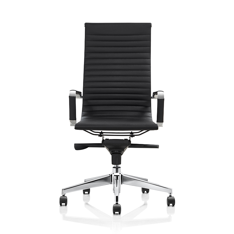 Black leather office chrome chairs